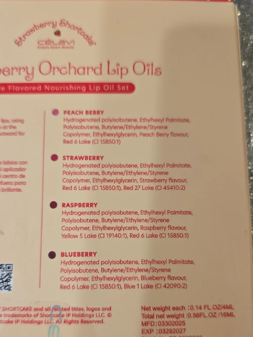 Celavi X Strawberry Orchard Lip Oils 4-PC Flavored Nourishing Lip Oil Set